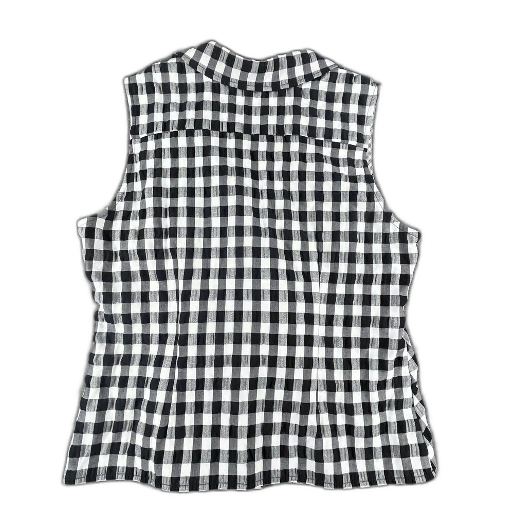 Maeve Anthropologie Gingham Wrap Sleeveless Top 16 Black White Blouse Summer - Picture 2 of 13